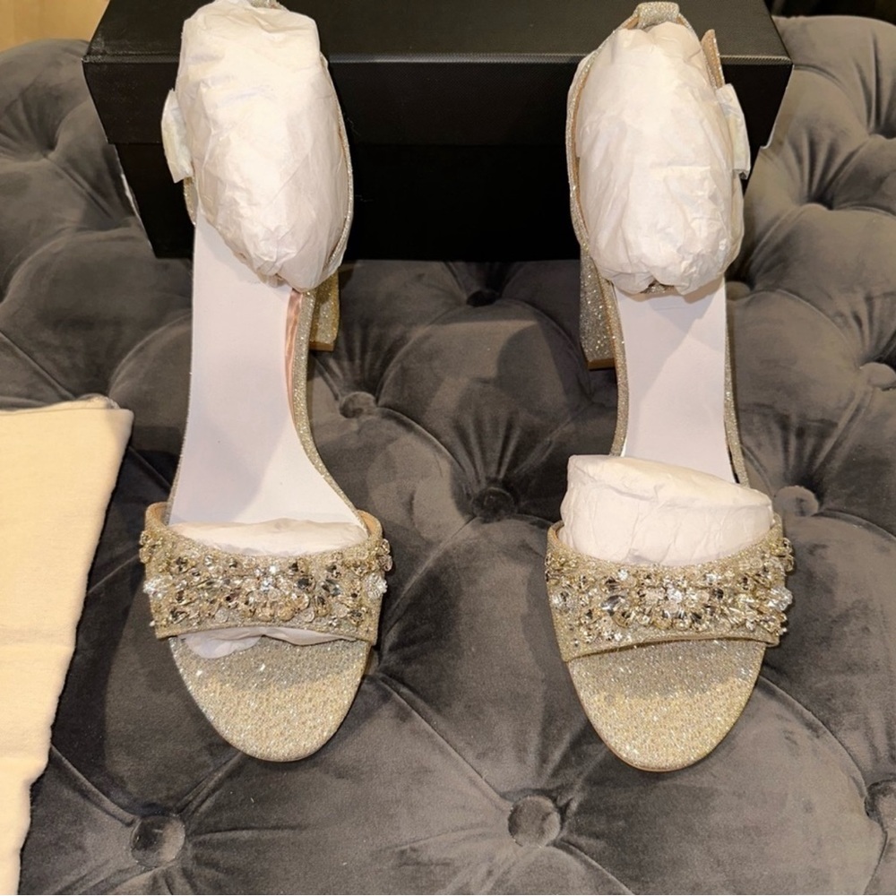 New Badgley Mischka Tempest Embellished Sandal - Platino - Picture 4 of 5